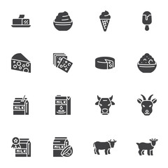 Dairy products vector icons set