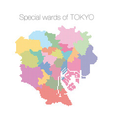 Fototapeta na wymiar 東京都の地図 23区 東京都区部 TOKIO map