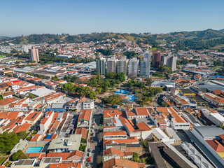 Aerial view of the city Amparo located in the interior of São Paulo. City crossed by the river...