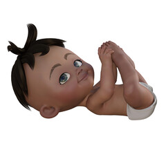 Cute Cartoon 3D brown haired baby illustration, image 11 of a series