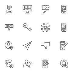 Fototapeta premium Social media and Communication line icons set