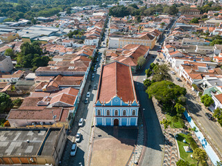 Aerial view of the city Amparo located in the interior of São Paulo. City crossed by the river...