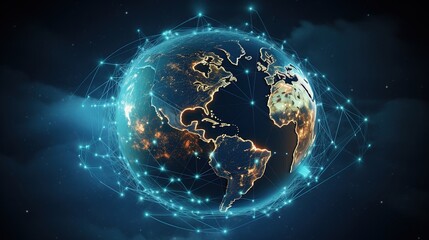 The concept of a global network on Earth. generative ai