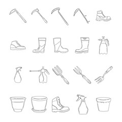 Vector hand drawn illustrations of gardening. Different doodle elements set for garden work