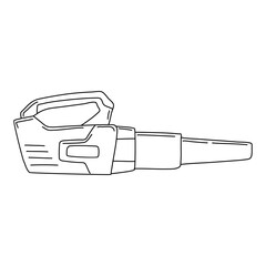 Electric leaf-blower. Power tools for gardening and country houses. Hand drawn doodles.