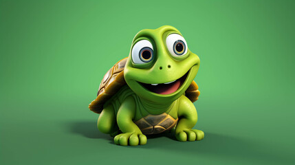 Fototapeta premium Turtle Looking at the Camera. Solid color background with empty space for text. Web Banner template. Generative AI