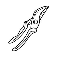 Hedge shears doodle. Pruners sketch. Gardening icon