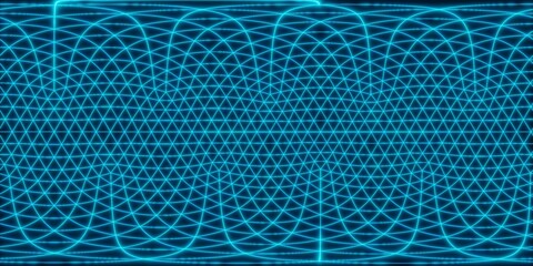 3D Illustration; Computer-generated imagery;  CGI modeling; HDRI; 360º view panoramic; VR; Glowing futuristic blue grid
