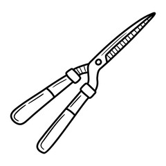 Hedge shears doodle. Pruners sketch. Gardening icon