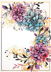 Romantic Floral Wedding Invitation ,Elegant Card Invitations Template on Blank Background.