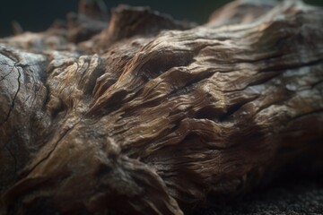 A close-up of a natural surface, such as a piece of bark or tree stump, with interesting texture and pattern, Generative AI