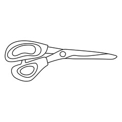 Scissors linear vector icon in doodle style, hand drawn