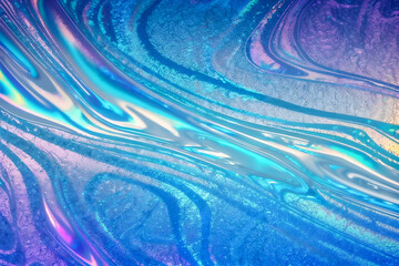 Abstract background fluid waving, holographic color, glossy and glowing, Iridescent Texture.  - Generative AI