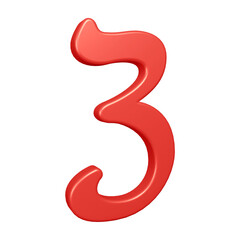 3d red number 3 design for math, business and education concept 