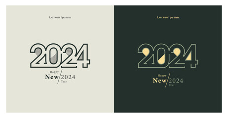 2024 new year background with unique striped numbers. new year 2024.