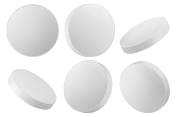 Pills isolated on white background, full depth of field