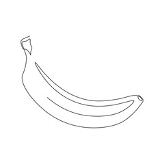 One line banana illustration. Single line banana. Line drawing fruit