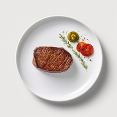 freshly grilled medium steak,isolate on white