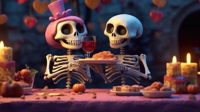 skull couple dinner party