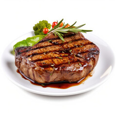 freshly grilled medium steak,isolate on white
