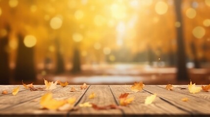 Naklejka na ściany i meble autumn leaves on a table