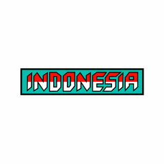 INDONESIAN lettering costume vector design with the proud colors of the red and white flag in the form of squares on a green background
