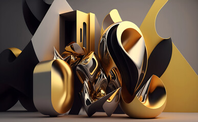 Abstract bold shapes and contrasting textures, Generative AI