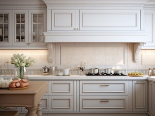 Fototapeta premium Modern Mosaic backsplash in kitchen, Modern interior, Classic style