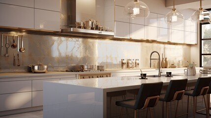 Modern Mosaic backsplash in kitchen, Modern interior, Classic style