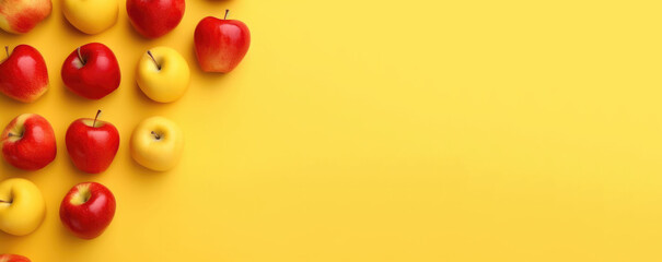 Naklejka na ściany i meble red apples and yellow background