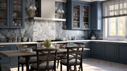 Modern Mosaic backsplash in kitchen, Modern interior, Classic style