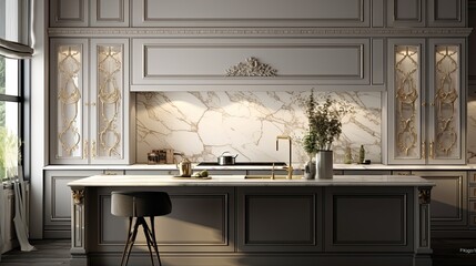 Modern Mosaic backsplash in kitchen, Modern interior, Classic style