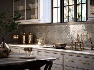 Modern Mosaic backsplash in kitchen, Modern interior, Classic style