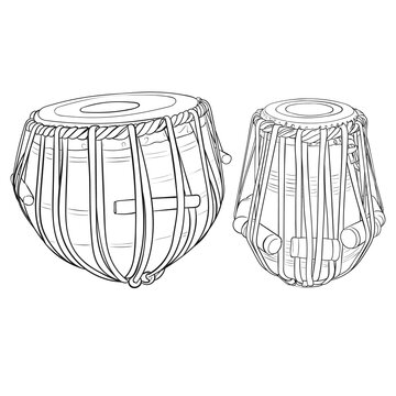 Indian drums tabla. Illustration on transparent background