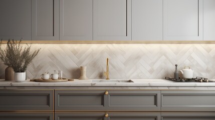 Modern Mosaic backsplash in kitchen, Modern interior, Classic style