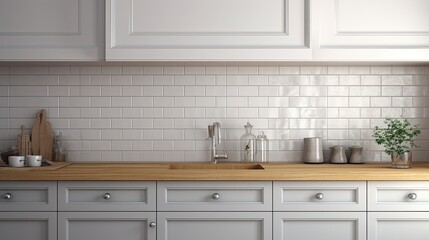 Fototapeta na wymiar Modern Mosaic backsplash in kitchen, Modern interior, Classic style