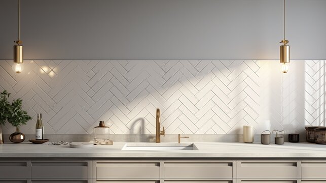 Modern Mosaic backsplash in kitchen, Modern interior, Classic style