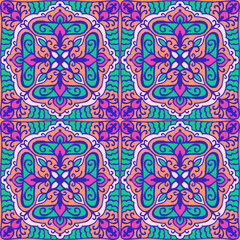 Seamless pattern with arabesques in retro style. Vector illustration.