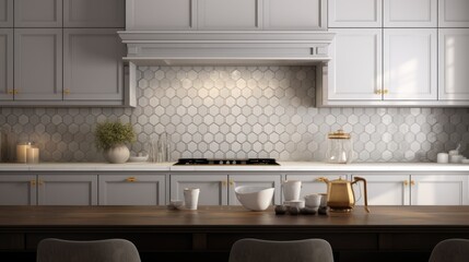 Modern Mosaic backsplash in kitchen, Modern interior, Classic style