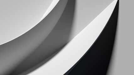 An abstract, elegant and modern 3D Rendering image in gray with sharp, straight, contemporary art curves that draw natural curves.