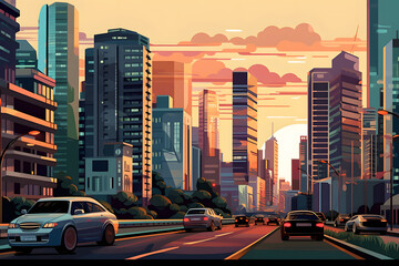 Obraz premium landscape city vector Made with Generative AI