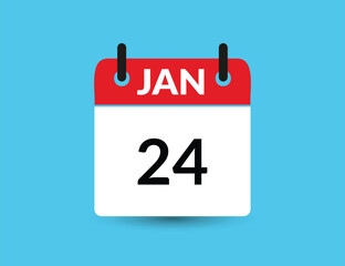 Fototapeta premium January 24. Flat icon calendar isolated on blue background. Date and month vector illustration
