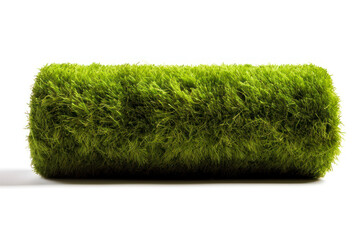 green roll artificial grass on white background generative ai