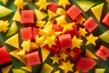 sliced fruit for summer fruit salad generative ai