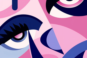 woman poster portrait modern cubist cubism abstract lifestyle fashion graphic face. Generative AI.