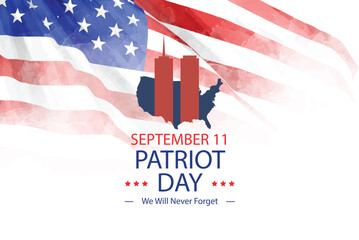 Free vector watercolor 9.11 patriot day background - obrazy, fototapety, plakaty