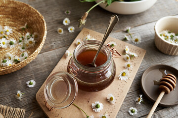 Herbal syrup made from lawn daisy