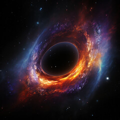 Obraz na płótnie Canvas black hole with a glowing constellation of various colors revolves around a black hole in the universe 