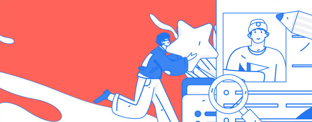 Job Interview People Flat Vector Concept Operation Hand Drawn Illustration
