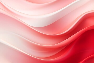 Obraz premium Soft red background with soothing abstract red and white ribbon waves. Created using generative AI.